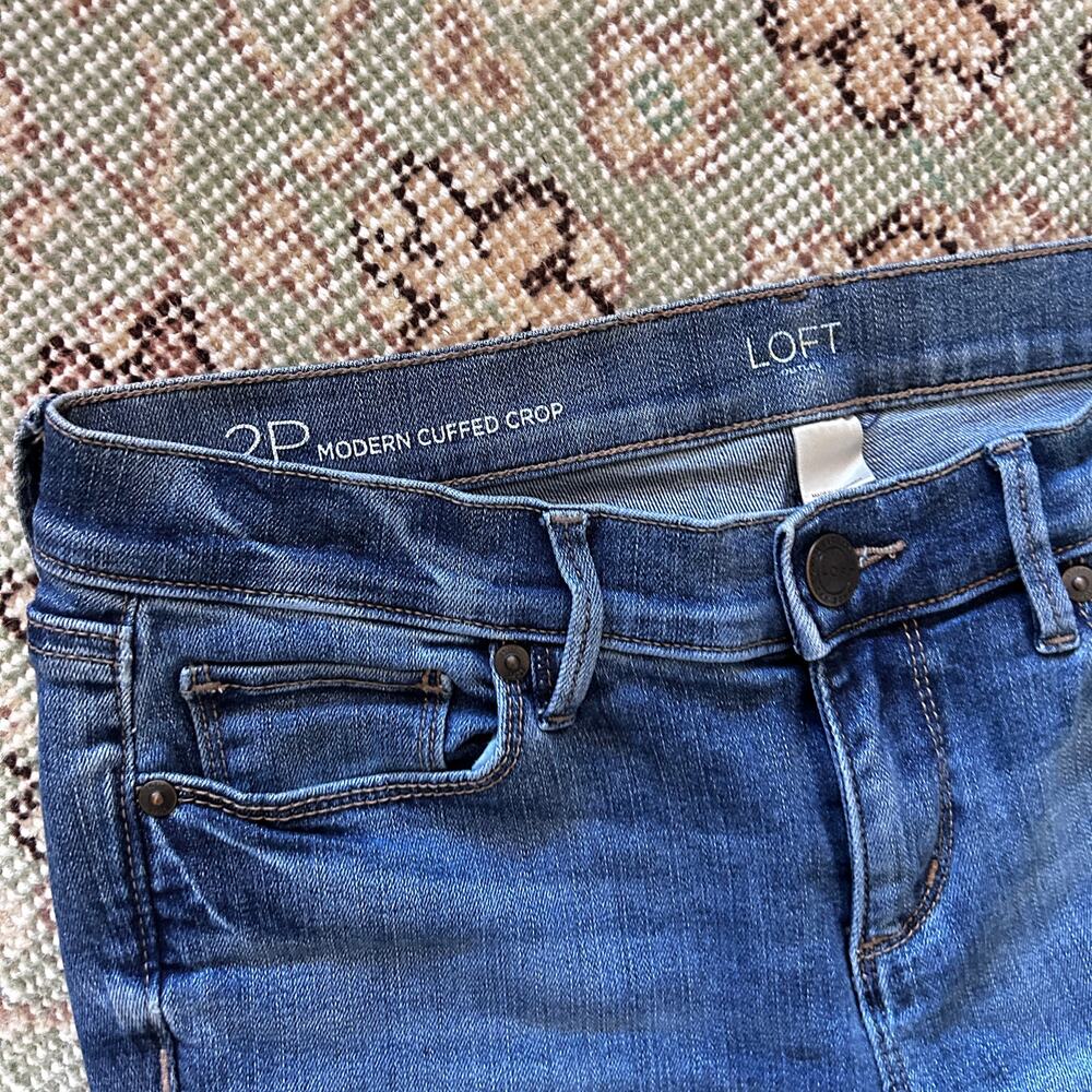 LOFT Modern Cuffed Crop Jeans 26 2 2P 26P Women's Petite Slim Straight - Picture 5 of 5